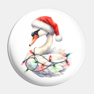 Swan Wrapped In Christmas Lights Pin