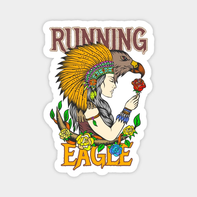 Running Eagle / Native American Girl Magnet by black8elise