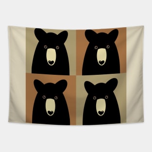 BLACK BEAR ON TAN AND BROWN Tapestry