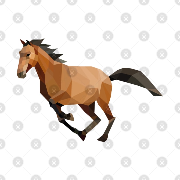 Brown Low Poly Horse by shaldesign