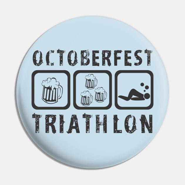 Funny Oktoberfest Triathlon Beer T-Shirt Gift Apparel Pin by JDaneStore
