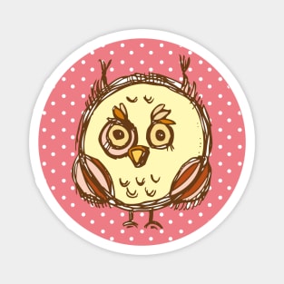 Hand Drawn Owl (pink) Magnet