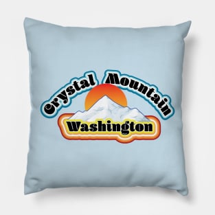 Crystal Mountain Washington Retro Sunset Pillow