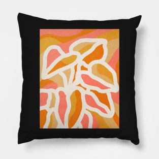 Abstract tropical leaves, Plant, Line art Pillow