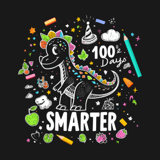 100Th Day Of School 100 Days Smarter Funny Dino T-Shirt