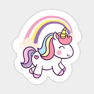 Cute Unicorn With Rainbows Magnet