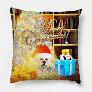 Cute Scottish Terrier Christmas Greeting Pillow