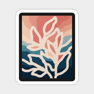 Abstract tropical leaves, Plant, Line art Magnet