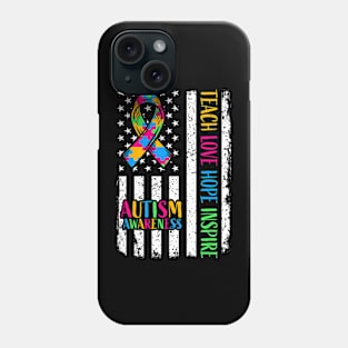 Autism Awareness Ribbon Mom Dad American Flag Autism Phone Case