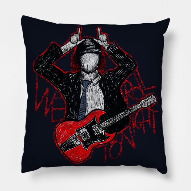 AC/DC Angus Young Rock Band Pillow by Jamie Collins