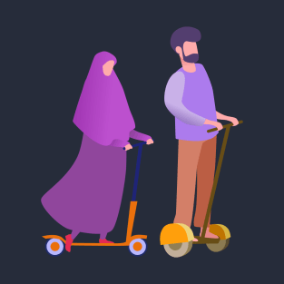 Couple riding scooter T-Shirt