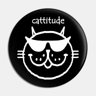 cattitude (white outline) Pin