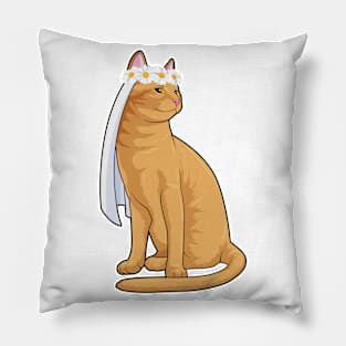 Cat as Bride with Veil Pillow