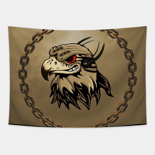 Funny angry steampunk eagle Tapestry by Nicky2342