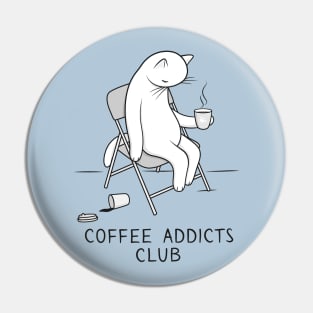 Join the White Cat at the coffee addicts club Pin