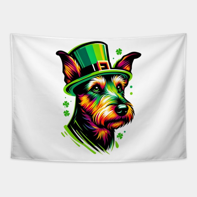 Jagdterrier Enjoys Saint Patrick's Day Festivities Tapestry by ArtRUs