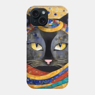 Gustav Klimt Gray Cat with Blue Ears Phone Case