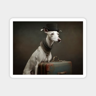 Funny Whippet with a Suitcase Magnet