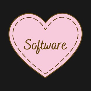 I Love Software Simple Heart Design T-Shirt
