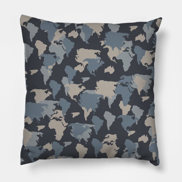 Blue Gray Camouflage Pattern Pillow by jodotodesign