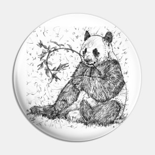 PANDA eating - pencil portrait Pin