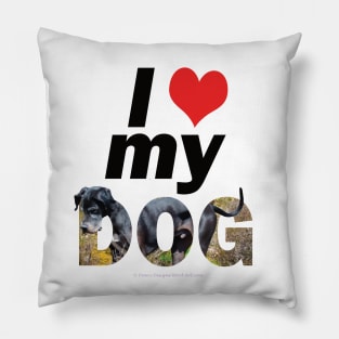 I love (heart) my dog - Great Dane oil painting word art Pillow