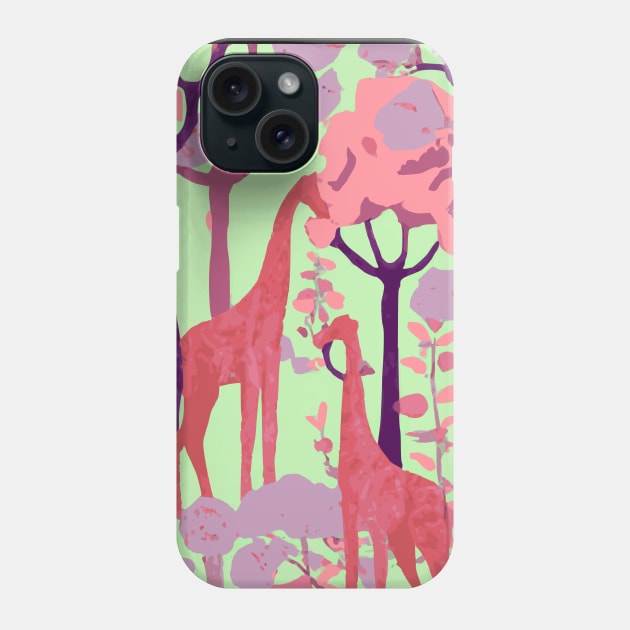 Pink Giraffe Jungle Phone Case by JoeStylistics