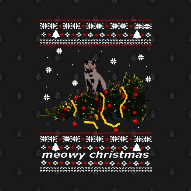 ugly sweater - christmas tree knocked down by a cat by FandomizedRose