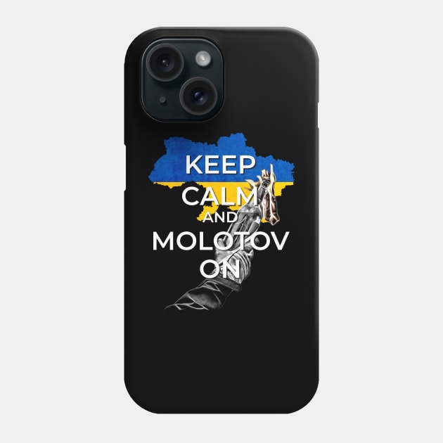 Keep Calm and Molotov On - Ukrainian Flag and Coat Of Arms - 3 Phone Case by warishellstore