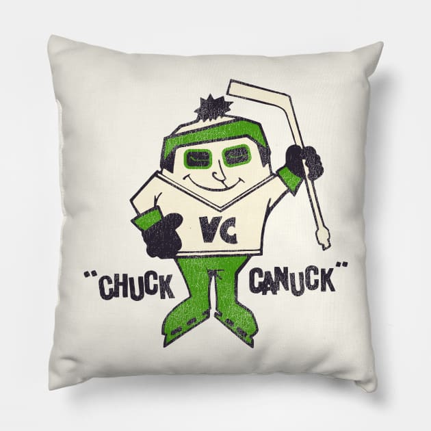 Chuck Canuck Retro Defunct Ice Hockey Mascot Pillow by darklordpug