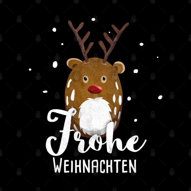 Frohe Weihnachten Merry Christmas With Reindeer Rudolph by Bumblebeast