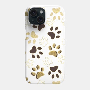 Gold and Brown Shining Paw Prints Phone Case