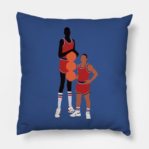 Manute Bol and Muggsy Bogues Pillow by rattraptees