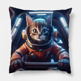 Cat Astronaut inside Spaceship Pillow