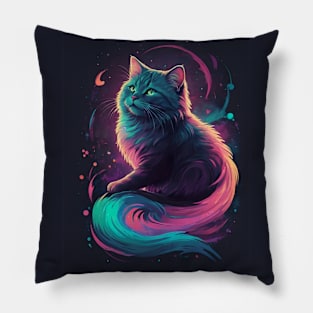 neon pink cat Pillow