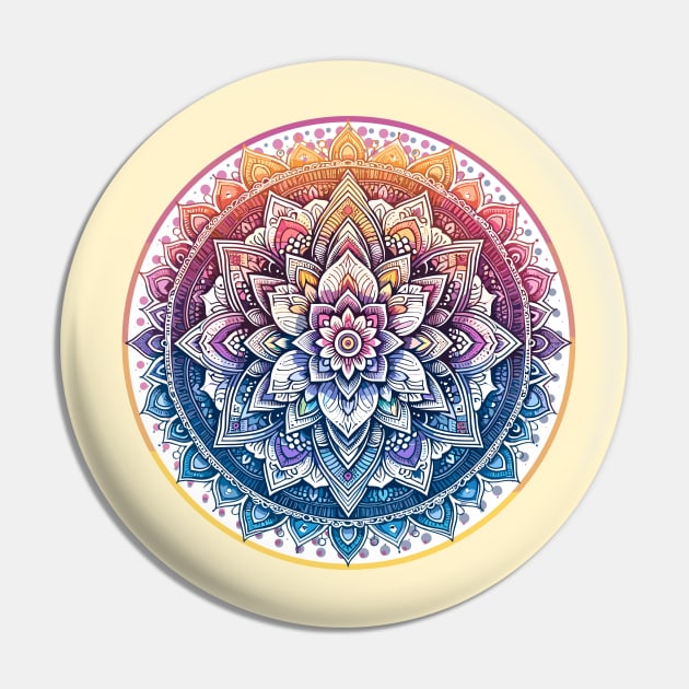 Serenity Mandala 1 - Purple and Orange Pin by AmandaOlsenDesigns