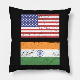 United States Flag & India Flag Pillow