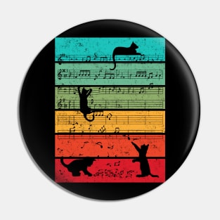 Cute Cat Kitty Music Notes Colorful Musician Clef Pin