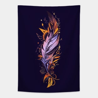 A feather sunset watercolor Tapestry