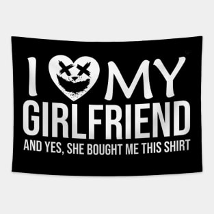 I Love My Girlfriend I Heart My GF Funny Halloween Couples Tapestry