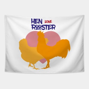 Hen Love Rooster Tapestry