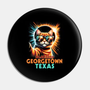 Cat Taking Selfie Total Solar Eclipse 2024 Georgetown Texas Pin