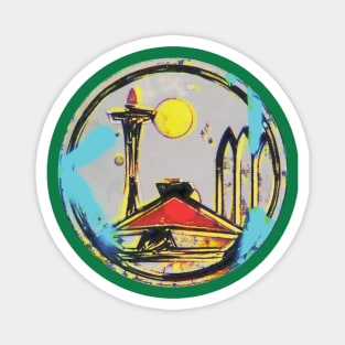 Retro Vintage Seattle Center Road Sign Magnet