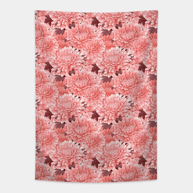 Illustrated Chrysanthemum - Pink Floral Pattern Tapestry by Not Art Designs