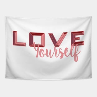 Love Yourself Pink and Purple Block Text Tapestry