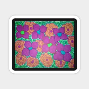 Bold Summer Abstract Flowers Magnet