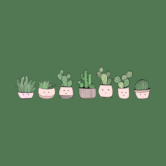 Cute smiling succulents in flowerpots by bigmomentsdesign