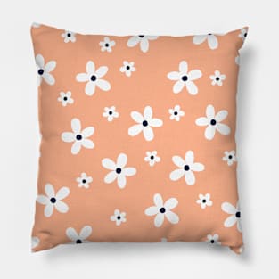 Summer Boho White Daisy Flowers Pillow