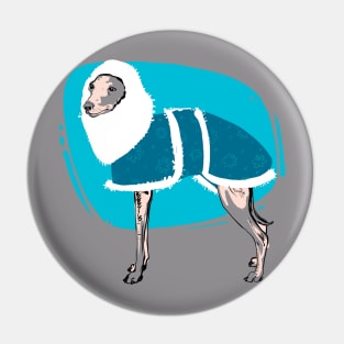 Whippet Dog lover on blue coat Pin