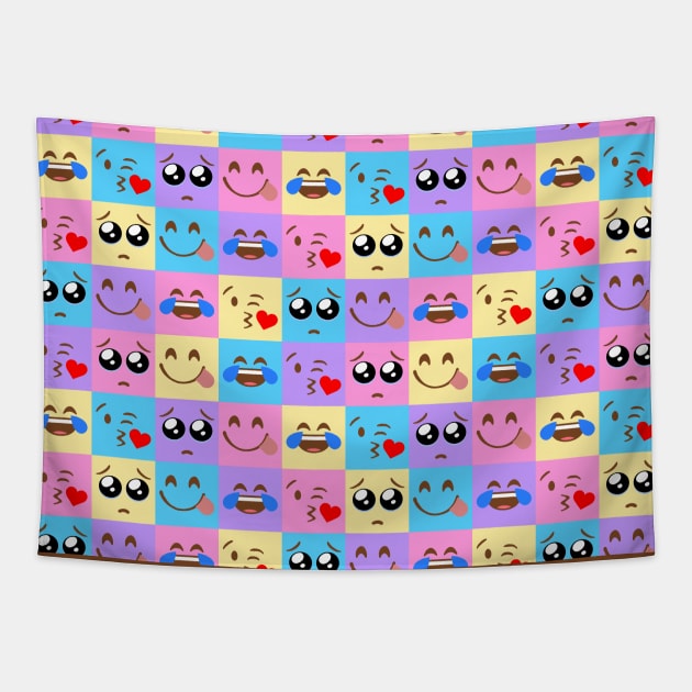 Colorful Emoji Tiles Tapestry by Defenestration Nation